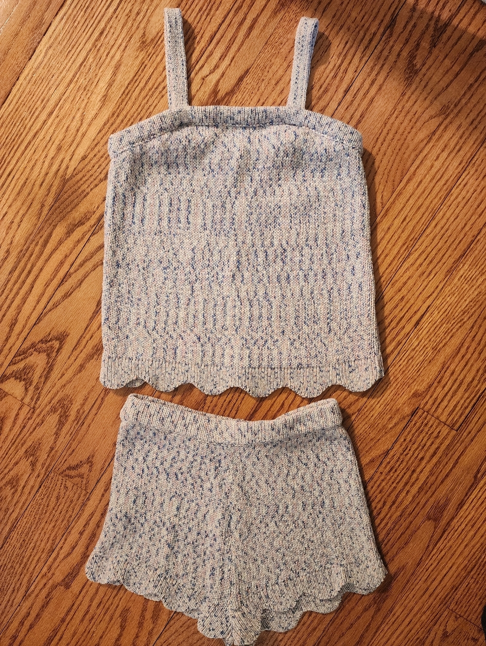 Design History Blue Space Dye Knit Tank and Shorts Set, Girls 6